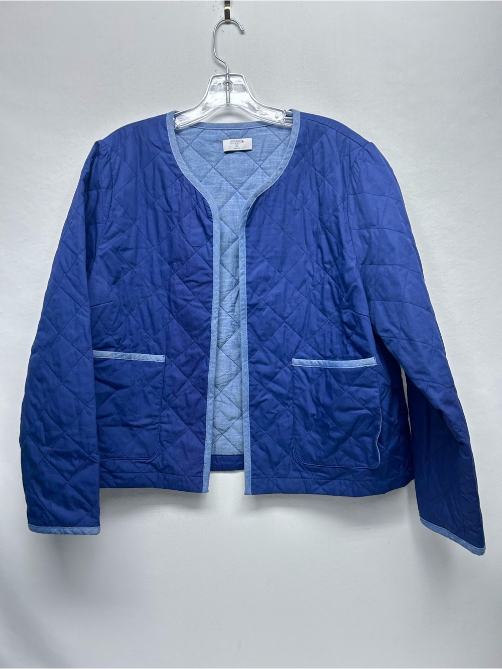 Quilted Blue Open-Front Jacket XL
